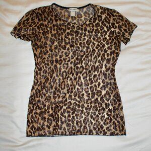 Dolce & Gabbana Sheer Leopard Print Short Sleeve Top